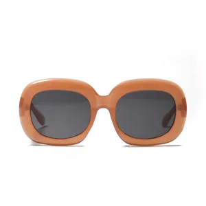 Lunettes de soleil rétro à monture épaisse orange transparent avec verres foncés pour tous