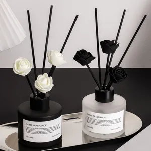 Minimalistische Geurstokjes Glazen Fles Met Roos Vezelsticks Langdurige Huisgeur Parfum Voor Kamer Badkamer