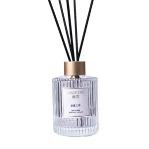 Difusor de aroma de vidrio con varillas negras, set de aceite aromático para el hogar.
