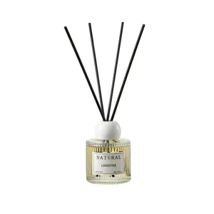 Gardenia Raumduft Diffusor mit Glasflasche und schwarzen Staebchen fuer Zuhause