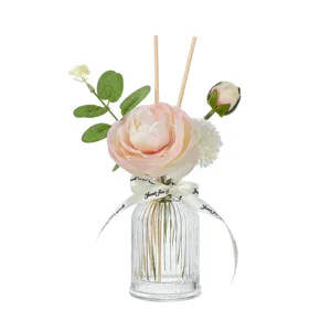 Difusor de aroma de flores artificiales con botella de vidrio decoración del hogar vista