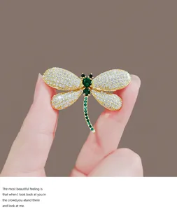 Exquisite rhinestone dragonfly brooch, luxury suit corsage pin, elegant fashion accessory.