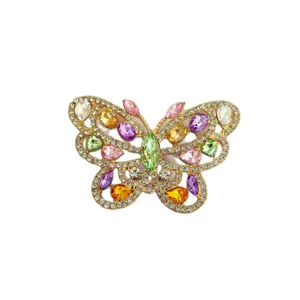 Colorful rhinestone butterfly brooch elegant luxury jacket pin fashion jewelry accessory
