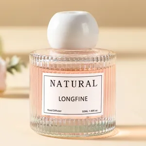 Elegante 50ml Reed Diffusor Flasche mit Streifen und Keramikkappe für Wohndeko