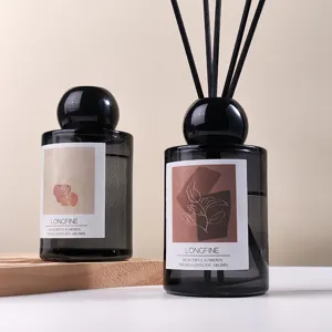 Reed diffuser aromatherapy set with sticks, minimalist glass bottle for home bedroom decor.