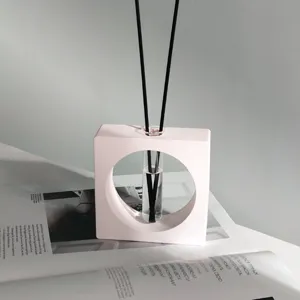 Moderne minimalistische vierkante gipsen vaas riet diffuser huis geur decoratie