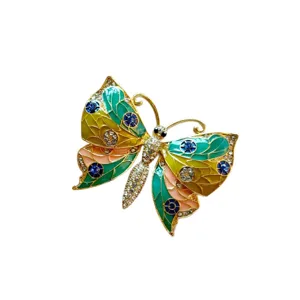 Exquisite butterfly brooch with colorful enamel and sparkling rhinestones for elegant outfits