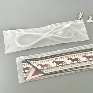 Clear frosted PE zipper bag for packaging and storing long items neatly and securely.