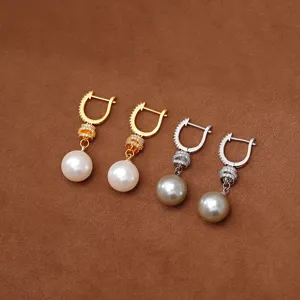 Pendientes Largos Elegantes de Perlas para Mujer de Cobre con Circonia Incrustada Chapado en Oro Plata Diseño de Cuerda