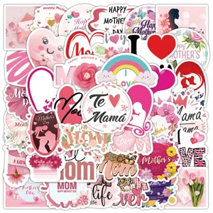 Pink Mothers Day Stickers Decals DIY Planner Scrapbook Materials Greeting Card Decoration Waterproof Sticker Pack