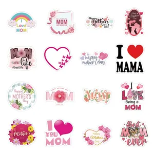 Pink Mother's Day sticker set features 16 cute designs with heartfelt blessing quotes for gifts.