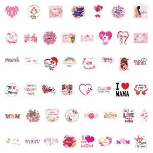Pink Mother's Day stickers pack, 102 pcs cute heart mom love decals for hand ledger gifts.