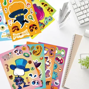 Halloween puzzle stickers DIY waterproof cartoon face changing funny stickers for kids toys