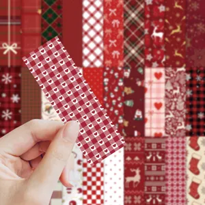 40pcs Christmas sealing stickers and red heart plaid tape for DIY gifts and notebook decoration.