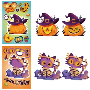 Halloween DIY puzzle stickers cartoon funny face changing children educational toy waterproof decals