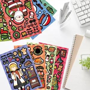 Christmas DIY face changing sticker sets for kids waterproof holiday craft puzzles.