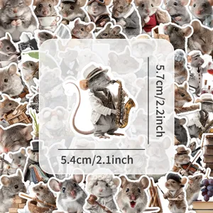 Cute anthropomorphic mouse stickers, waterproof vinyl decorative decals for journal laptop.