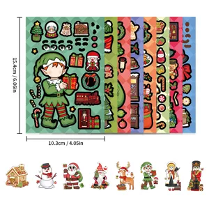 Christmas DIY face changing sticker set, children handmade puzzle waterproof stickers.