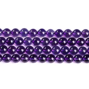 Natural purple amethyst round loose beads for DIY jewelry making and bracelets