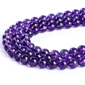 Natural deep purple amethyst round loose beads for DIY handmade jewelry and bracelets