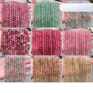 Perle Sciolte in Quarzo Fragola Naturale Perle in Pietra Rotonde Lucide per Fai da Te Creazione di Gioielli Braccialetti Collane