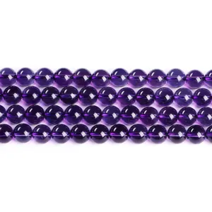 Natural deep purple amethyst round loose beads for handmade DIY jewelry making projects