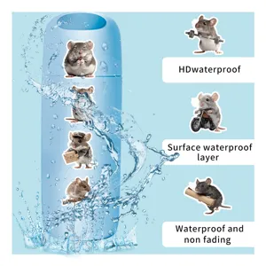 Waterproof cute mouse stickers for DIY decoration, durable vinyl animal decals for water bottle.