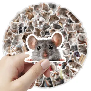 Close-up detail showing cute realistic mouse animal stickers design pack, perfect for DIY crafts.