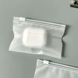 Detail shot of thickened frosted zipper bag 8x12cm, portable dustproof storage bag for travel.