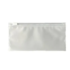 Frosted plastic zipper storage bag, portable waterproof travel organizer pouch, 8x16cm.