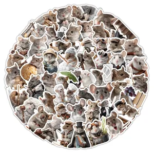 Cute cartoon mouse stickers set, various cute animal designs for DIY journaling and crafts.