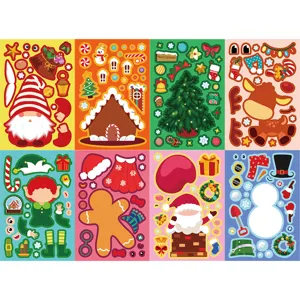 Christmas DIY face changing sticker sheet children puzzle handmade waterproof holiday decor decal
