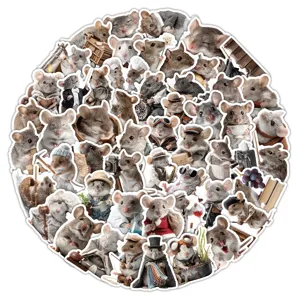 Cute mouse stickers set, aesthetic cartoon animal waterproof vinyl decal for diary scrapbooking.