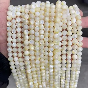 Natural iridescent mother of pearl shell beads for handmade jewelry strands (detail)