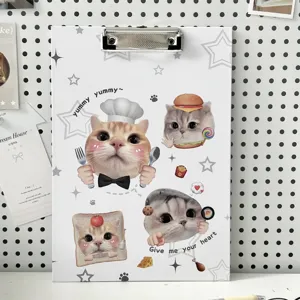 Mignon motif chat de dessin animé A4 presse-papiers pour dossier étudiant bloc-notes
