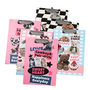 A4 rétro esthétique presse-papiers damier collage dossier mignonne ours papeterie bureau