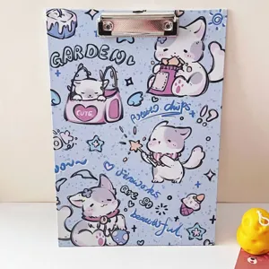 A4 lindo gato ilustración portapapeles carpeta para escritura de estudiantes, papelería.