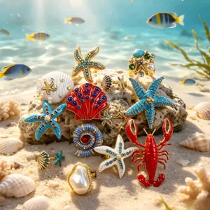Anello in Lega Stile Oceano Vacanze al Mare Moda Donna Perla Strass Stella Marina Conchiglia Anello da Dito Regolabile Gioielli