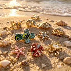 Incantevole stile resort oceano stella marina conchiglia perla lega anelli dettaglio spiaggia