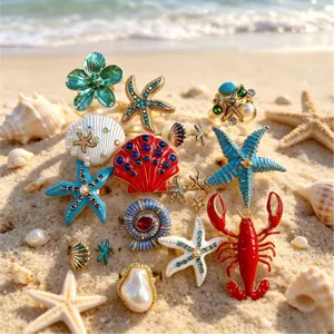 Set di anelli stella marina conchiglia perla stile spiaggia estiva gioielli smaltati donna