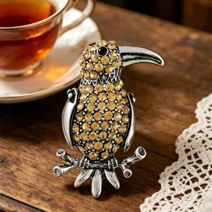 Vintage stijl legering strass vogel broche elegante dier pak accessoire voor vrouwen kleding
