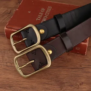 Vintage echt lederen riem voor heren, klassieke metalen gesp, casual retro stijl ontwerp model