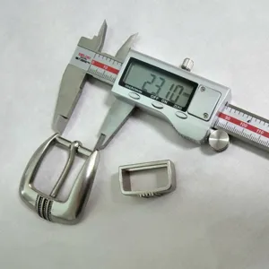 Zinc alloy vintage belt buckle replacement hardware loop with 23mm width measuring detail shot.