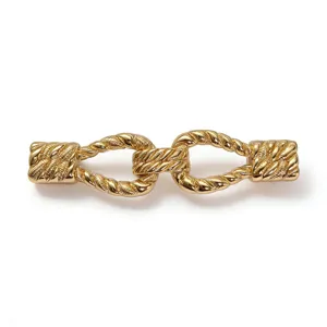 Women Fashion Alloy Twist Interlocking Belt Buckle Gold Tone Round Metal Fastener Clothing Accessories Replacement Part