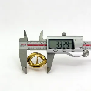 Zinc alloy irregular metal belt buckle accessory, golden finish, precision detail shot.