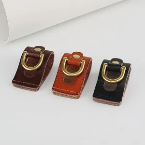 Handmade genuine leather belt loop key holder keychain brass D ring three colors set