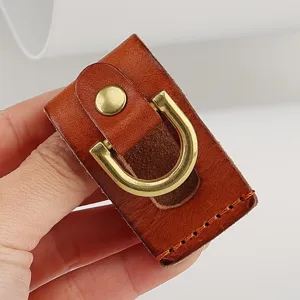 Handmade First Layer Cowhide Leather Waist Key Chain Vintage Men Belt Hanging Key Holder Car Key Ring Fashion Accessory