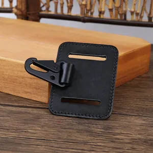 Genuine leather belt keychain men waist hanging metal hook key ring holder detail view