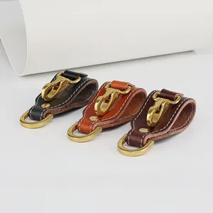Genuine Leather Belt Key Holder Loop with Metal Hook Men Waist Key Ring Organizer Clip