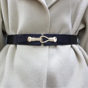 Damen Echtes Leder Breiter Gürtel Elastisches Taillenband Mode Metallschnalle Taillensiegel Mantel Kleid Accessoires